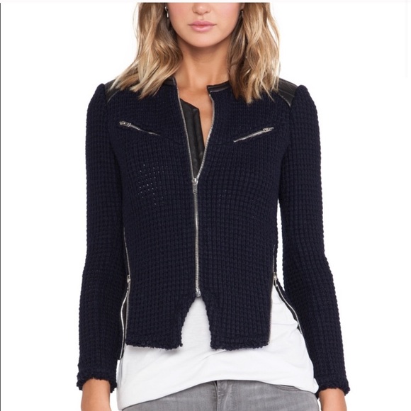 IRO Jackets & Blazers - Iro Ceylona Waffle Pattern Knit Leather TrimJacket